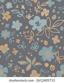 Seamless summer cute pattern with flowers for girls on vector for girl