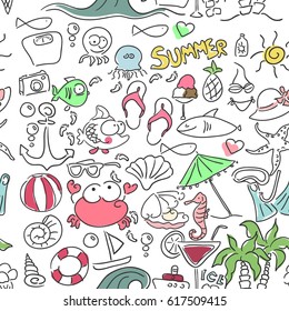 seamless summer doodle pattern