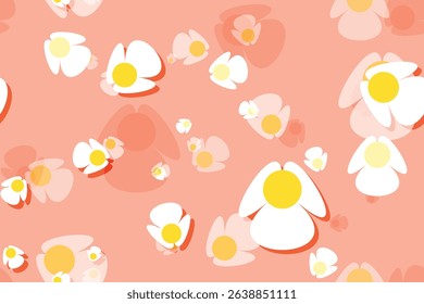Seamless summer floral pattern with daisy blooms and white petals, a beautiful nature-inspired illustration for your spring design