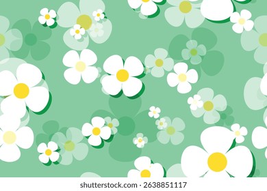Seamless summer floral pattern with daisy blooms and white petals, a beautiful nature-inspired illustration for your spring design
