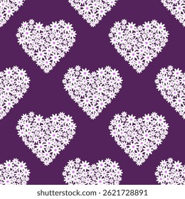 Seamless summer floral romantic heart-shaped daisy pattern