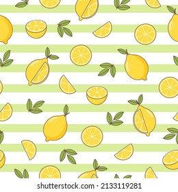 Seamless summer food pattern of lemon