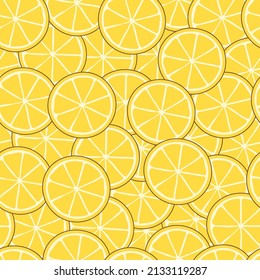 Seamless summer food pattern of lemon slices	