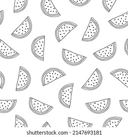 Seamless summer food pattern of watermelon doodle	