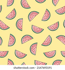 Seamless summer food pattern of watermelon	