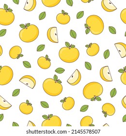Seamless summer food pattern of yellow apples