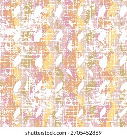 Patrón de Vector ornamental geométrico de verano sin costuras. Abstractas losa texturizada de color rosa con fondo amarillo.