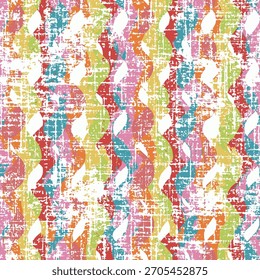 Patrón de Vector ornamental geométrico de verano sin costuras. Abstractas losa texturizada roja con fondo verde.