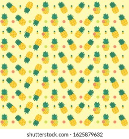 Seamless summer gold pineapple on striped background. Seamless pattern in vector.