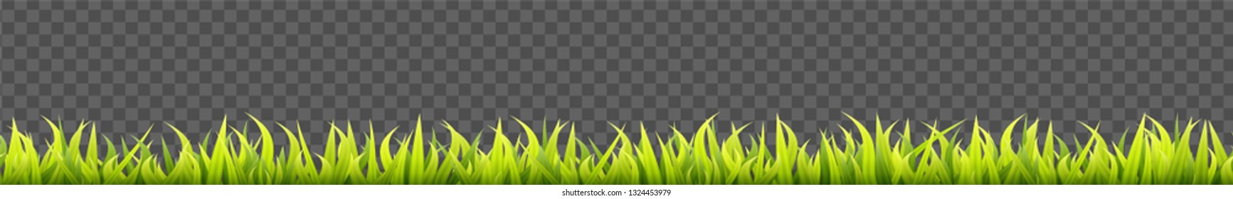 Seamless summer grass panorama. Green springtime herbal lawn. Field or meadow horizontal decoration lines.