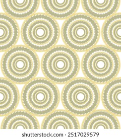 Verão sem costura verde e bege tema circular ikat mandala padrão de onda padrão usado para têxteis, fundo de design, embalagem, papel de parede, 