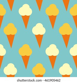Seamless summer ice cream pattern (blue background)
