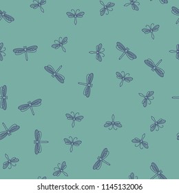 Seamless summer insects pattern background. Nice and beautiful vector graphic illustration