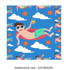 Seamless summer with men relaxing