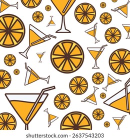 Seamless Summer Orange Juice Pattern Vector Background Design