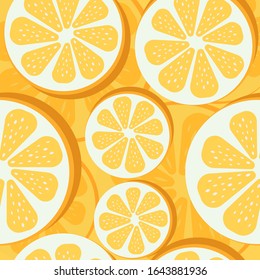 Seamless summer oranges pattern. Summer pattern of slice of oranges. Oranges isolated icon, vector illustration desing. Summer pattern oranges.