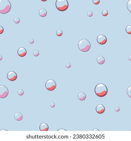 Seamless summer pattern of bubbles under water. Vector sea illustration for children, holiday, background, fabric, card, clothes, birthday, for print, textile or wallpaper, colored vector illustration
