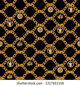 Seamless summer pattern with chains. Trendy fashion print.