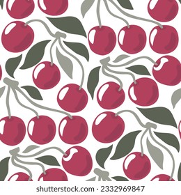 Seamless summer pattern with cherry