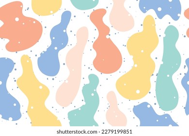 seamless summer pattern with colorful abstract shapes of leaves and smudges- vector illustration