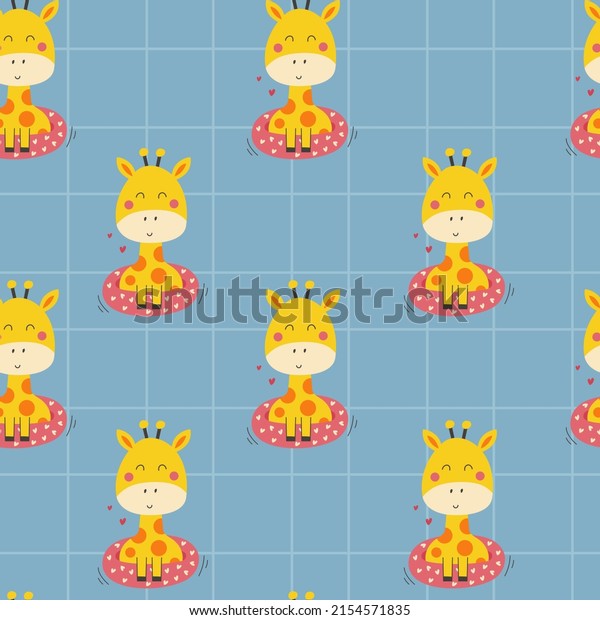 Seamless summer pattern with cute giraffe.
Vector illustrations