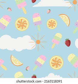 seamless summer pattern with cute ice cream background