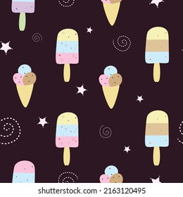 seamless summer pattern with cute ice cream background