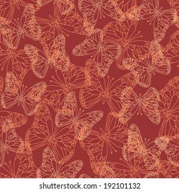 Seamless summer pattern with delicate butterflies