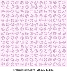 Seamless summer pattern design with seashells and sea snails