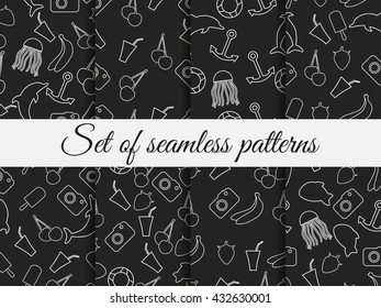 Seamless summer pattern with fruit and objects.