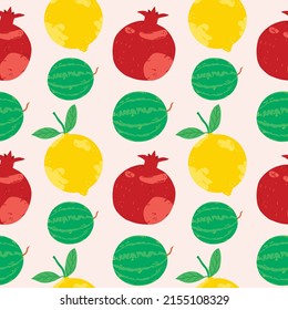 Seamless summer pattern with fruits. Vector illustration in flat style
