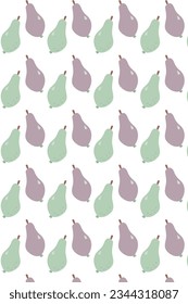 Seamless summer pattern with green and violet pears. Fruit background. For fabric and wallpaper