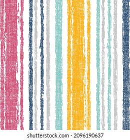 Seamless summer pattern with grunge colorful multi stripes.Vertical stripes of thick and thin paint or ink lines seamless vector pattern on white. Brush stroke stripes vertical 