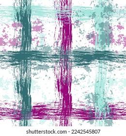 Seamless summer pattern with grunge colorful multi stripes.Vertical stripes of thick and thin paint or ink lines seamless vector pattern on white. Brush stroke stripes vertical