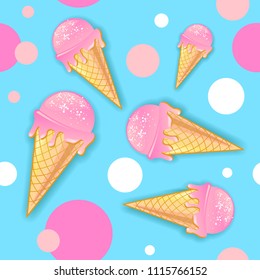 Nahtlose Sommermuster mit Eis auf blauem Hintergrund