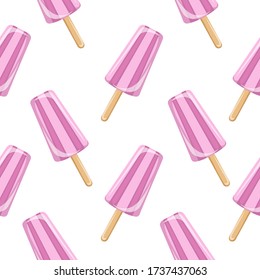 Patrón veraniego sin foco con helado. Fondo de dibujos animados para bebés. Es bueno para cumpleaños, papel pintado, texturas superficiales, tela y papel.