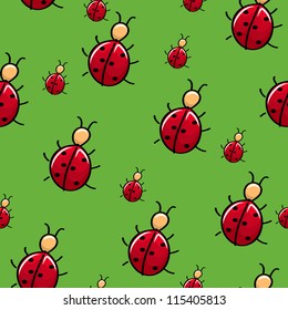 Seamless summer pattern with ladybug