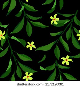 Seamless summer pattern with leaves and flowers. Vector elegant floral background for fabric , wallpaper, print, cover, banner and invitation.