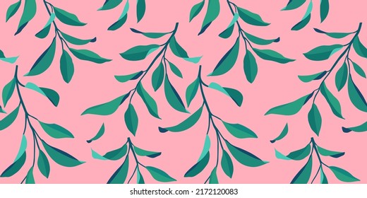 Seamless summer pattern with leaves. Vector elegant floral background for fabric , wallpaper, print, cover, banner and invitation.