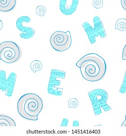 seamless summer pattern with letters and elements.