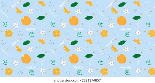 Seamless summer pattern pattern orange on blue background. EPS10 vector