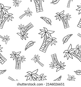 Seamless summer pattern of palm trees contour