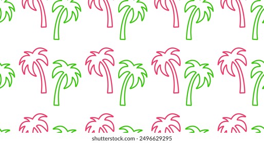 Seamless summer pattern with palm trees on white background. For fabric design, wrapping paper, packaging, cover. Vector graphics 