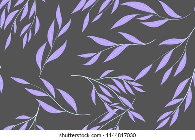 Seamless Summer Pattern in Pastel Color Design. Vector Eucalyptus Leaves. Beautiful Branches and Floral Elements. Tropical Plants. Botanical Background. Summer Pattern for Wedding Design, Print.