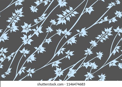 Seamless Summer Pattern in Pastel Color Design. Vector Eucalyptus Leaves. Beautiful Branches and Floral Elements. Tropical Plants. Botanical Background. Summer Pattern for Wedding Design, Print.