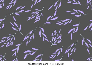 Seamless Summer Pattern in Pastel Color Design. Vector Eucalyptus Leaves. Beautiful Branches and Floral Elements. Tropical Plants. Botanical Background. Summer Pattern for Wedding Design, Print.
