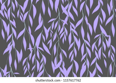 Seamless Summer Pattern in Pastel Color Design. Vector Eucalyptus Leaves. Beautiful Branches and Floral Elements. Tropical Plants. Botanical Background. Summer Pattern for Wedding Design, Print.