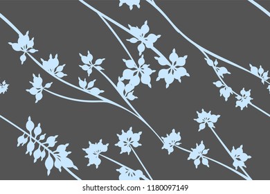 Seamless Summer Pattern in Pastel Color Design. Vector Eucalyptus Leaves. Beautiful Branches and Floral Elements. Tropical Plants. Botanical Background. Summer Pattern for Wedding Design, Print.