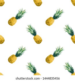 Seamless summer pattern with pineapples. Vector illustration, botanical background.