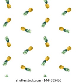 Seamless summer pattern with pineapples. Vector illustration, botanical background.